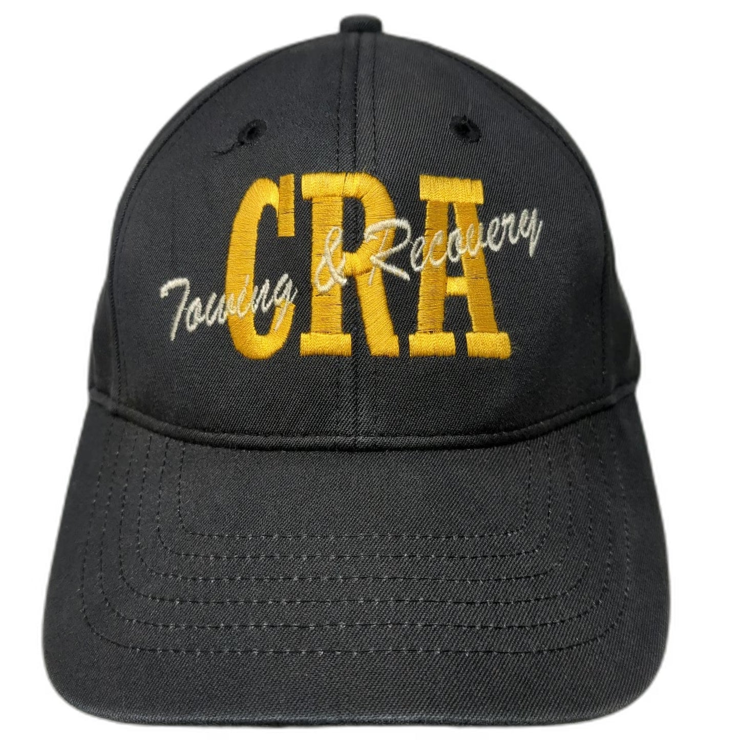 KC Caps Baseball Cap Black M CRA Towing Recovery Kearny NJ Fitted Hat Stretch