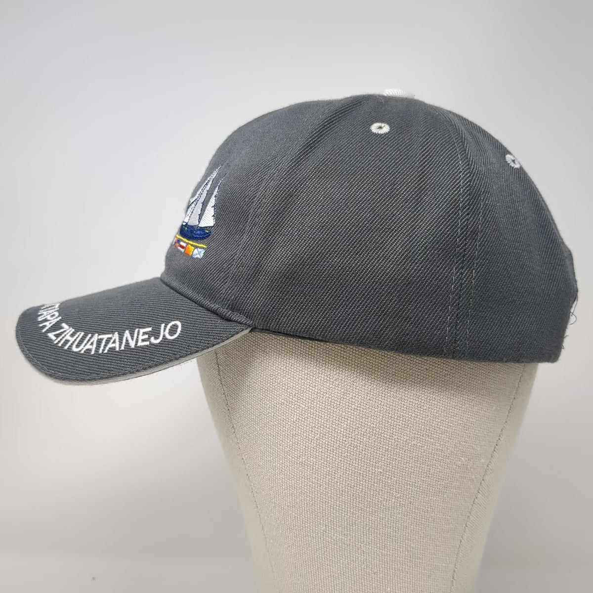 Baseball Cap Gray One Size Sailboat Ixtapa Zihuatanejo Mexico Nautical Flags Hat