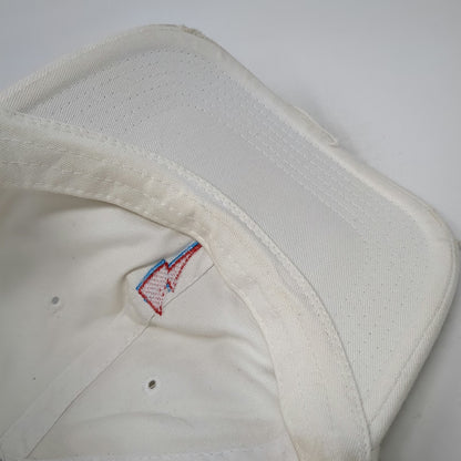 Bowie Baseball Cap White One Size Distressed Brim Embroidered Lightning Bolt Hat