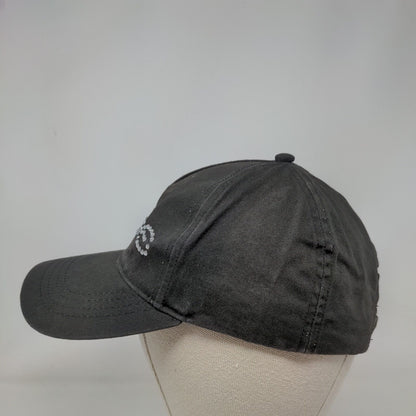 bebe Strapback Hat Black OSFM Adjustable Rhinestone Embellished Cotton