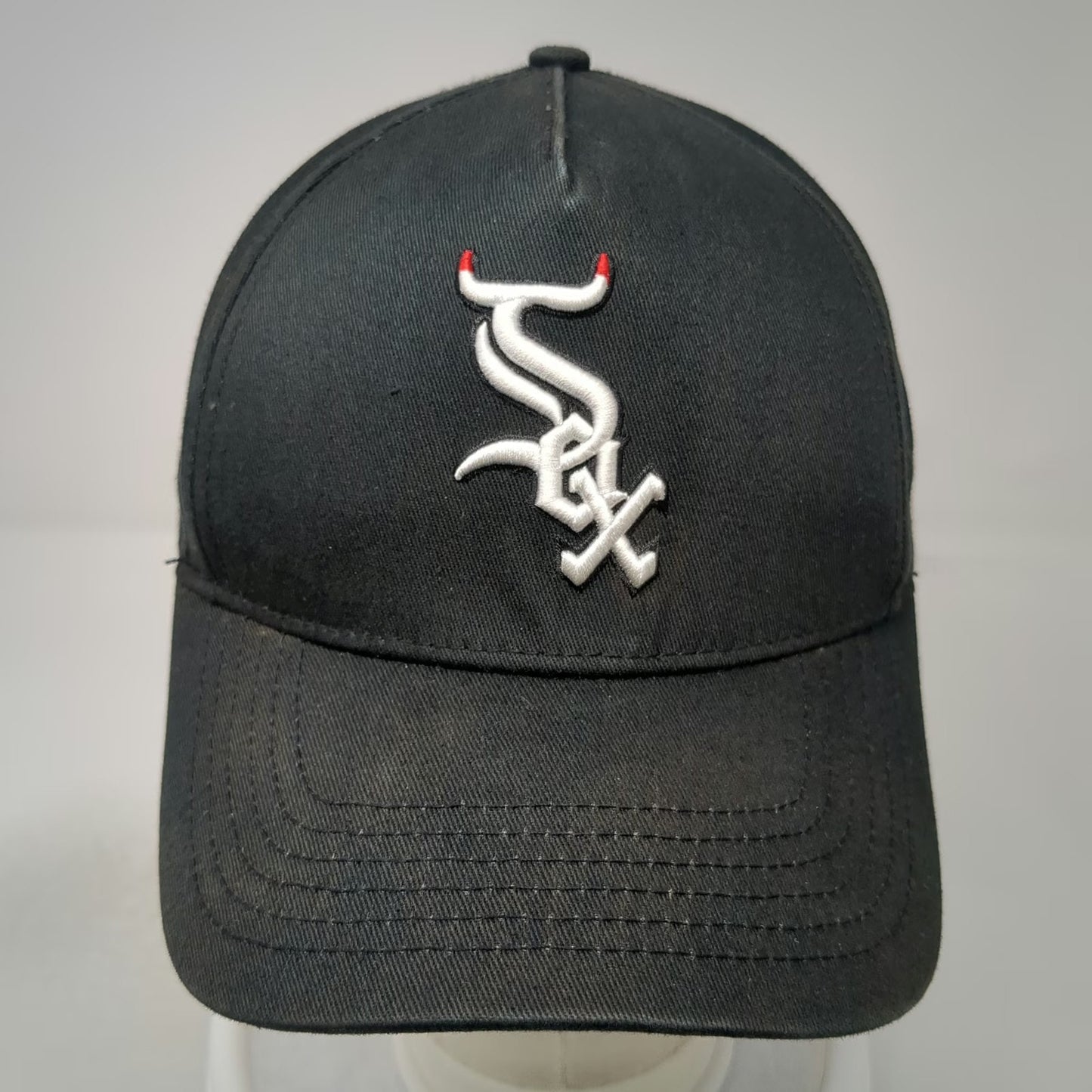 Reference 5 Panel Black One Size Hat Green Underbrim Snapback Parody Logo