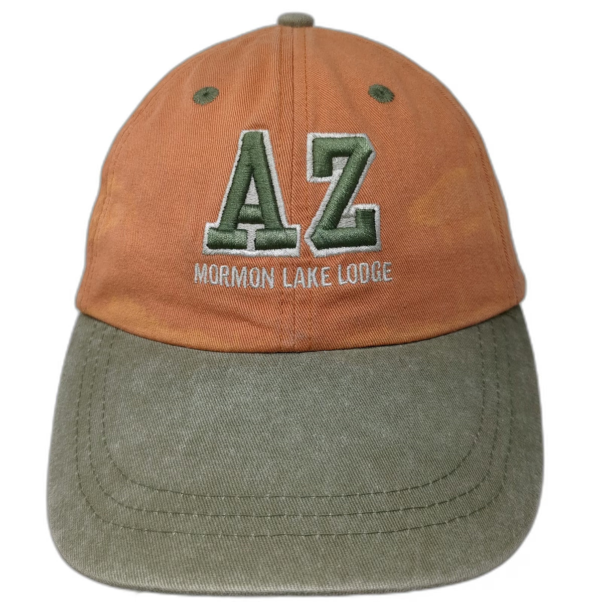 Ouray Sportswear Mormon Lake Lodge AZ Baseball Cap Orange Green One Size Hat