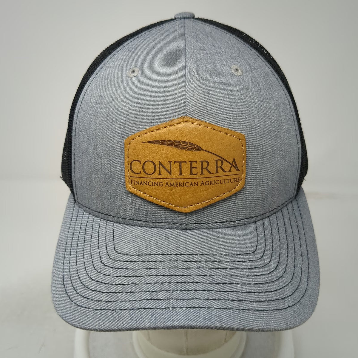 Richardson Gray Trucker Hat One Size Conterra Leather Patch Agriculture Snapback