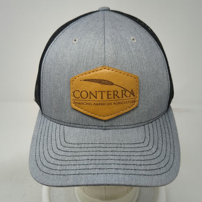 Richardson Gray Trucker Hat One Size Conterra Leather Patch Agriculture Snapback
