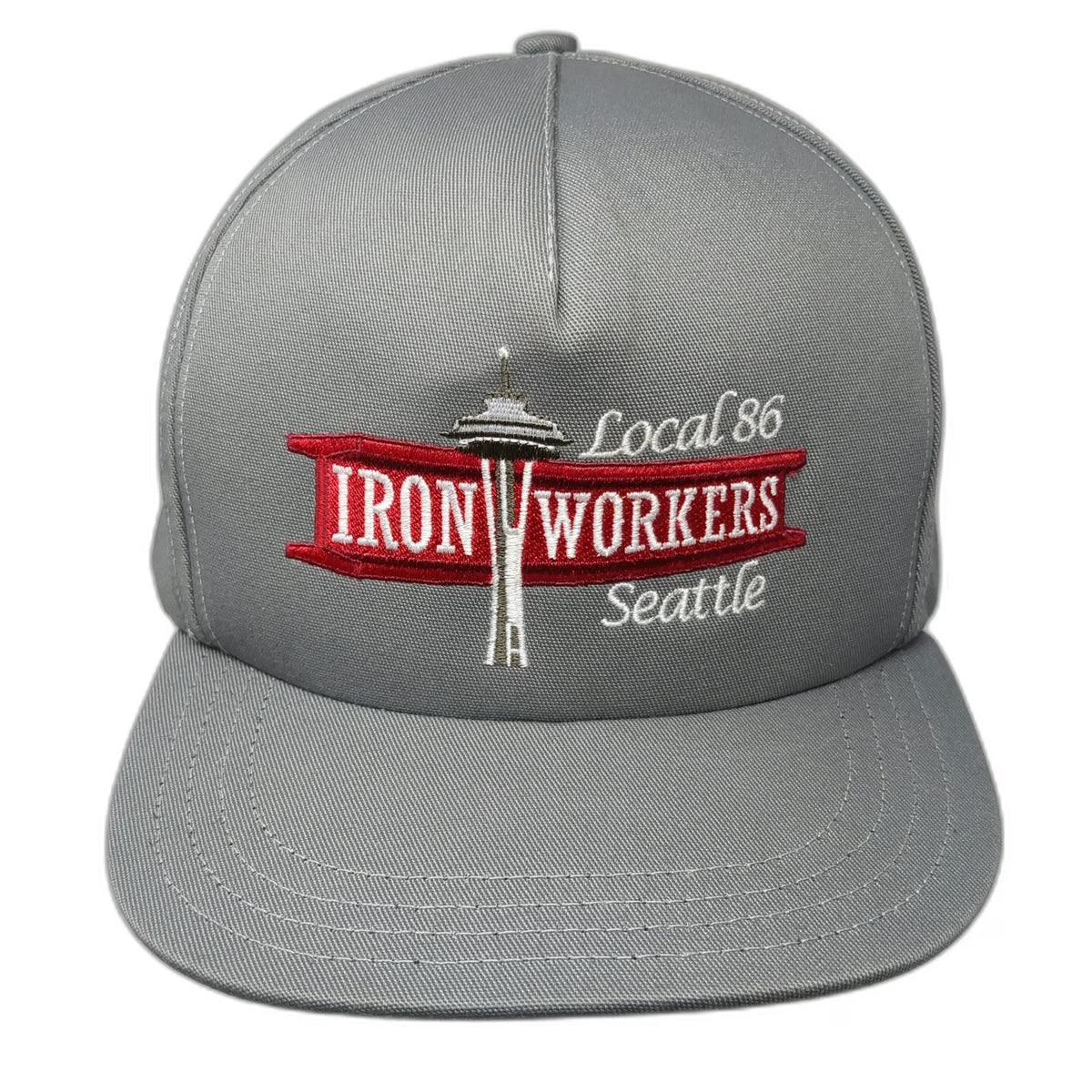 Unionwear 5 Panel Gray One Size Snapback Hat Seattle Iron Workers Local 86 USA