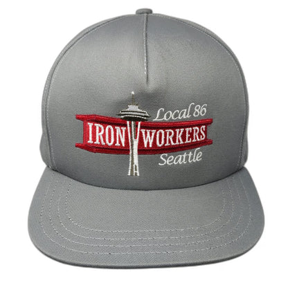 Unionwear 5 Panel Gray One Size Snapback Hat Seattle Iron Workers Local 86 USA