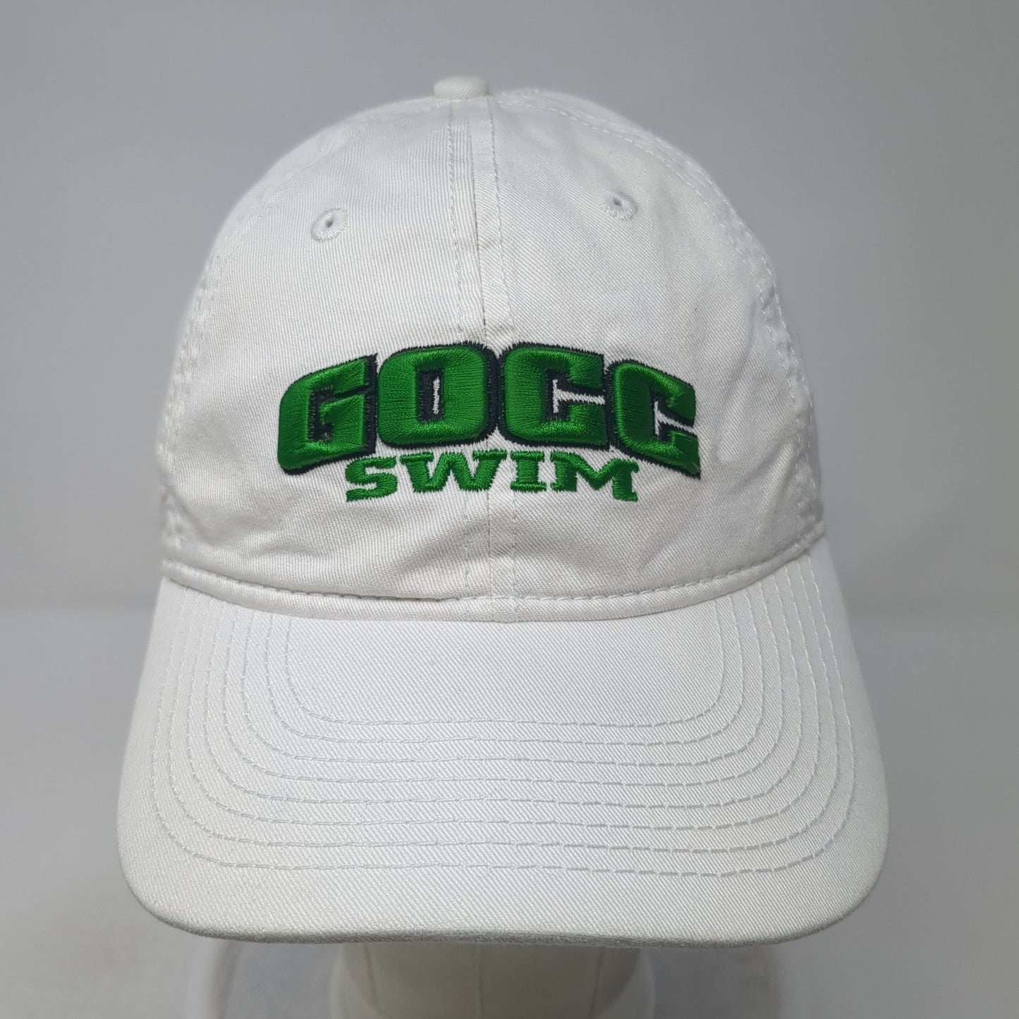 GOCC Swim Slideback Hat White One Size Adjustable Embroidered The Game