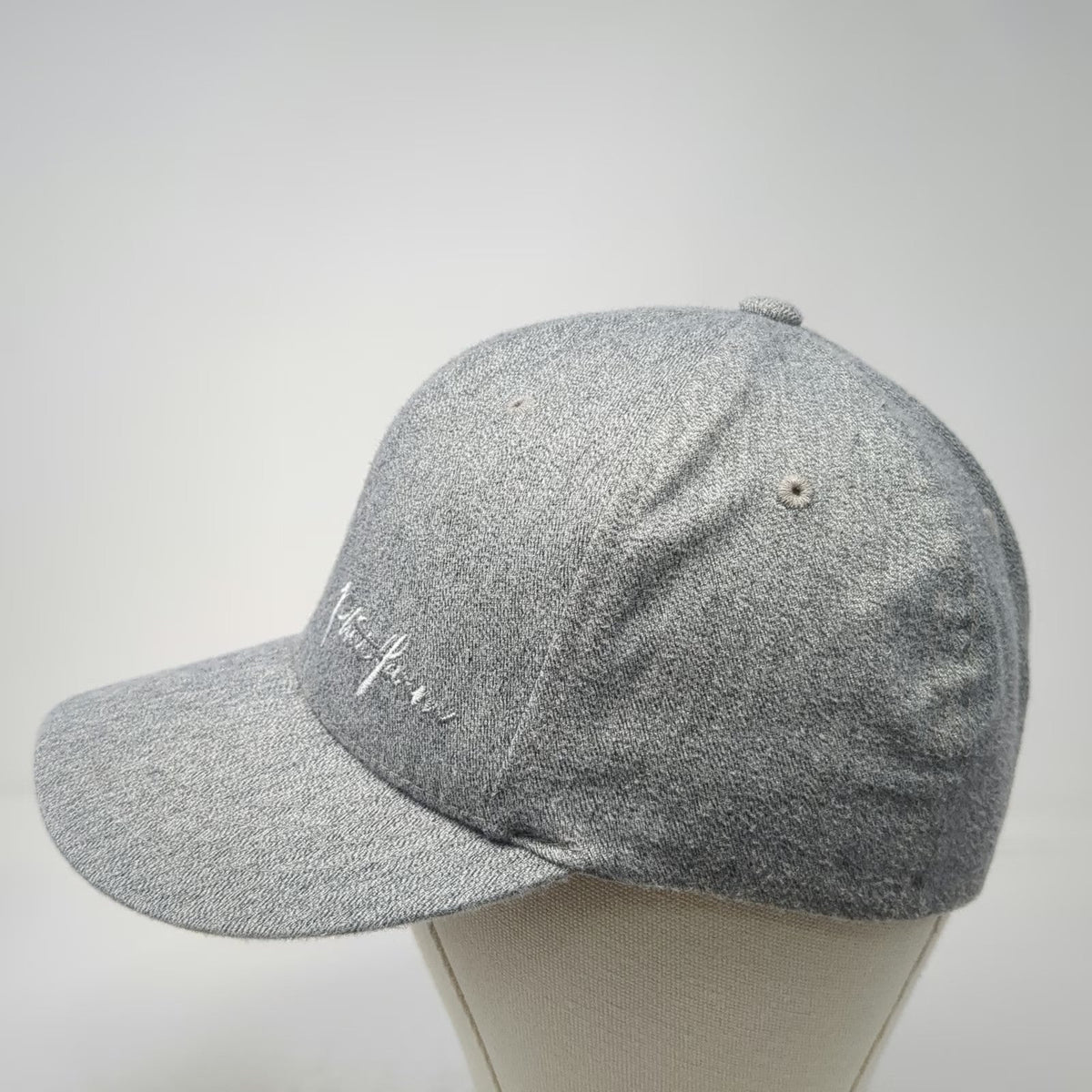 Phat Farm Baseball Cap Gray M Fitted Heather Script Logo Back Patch 6-Panel Hat