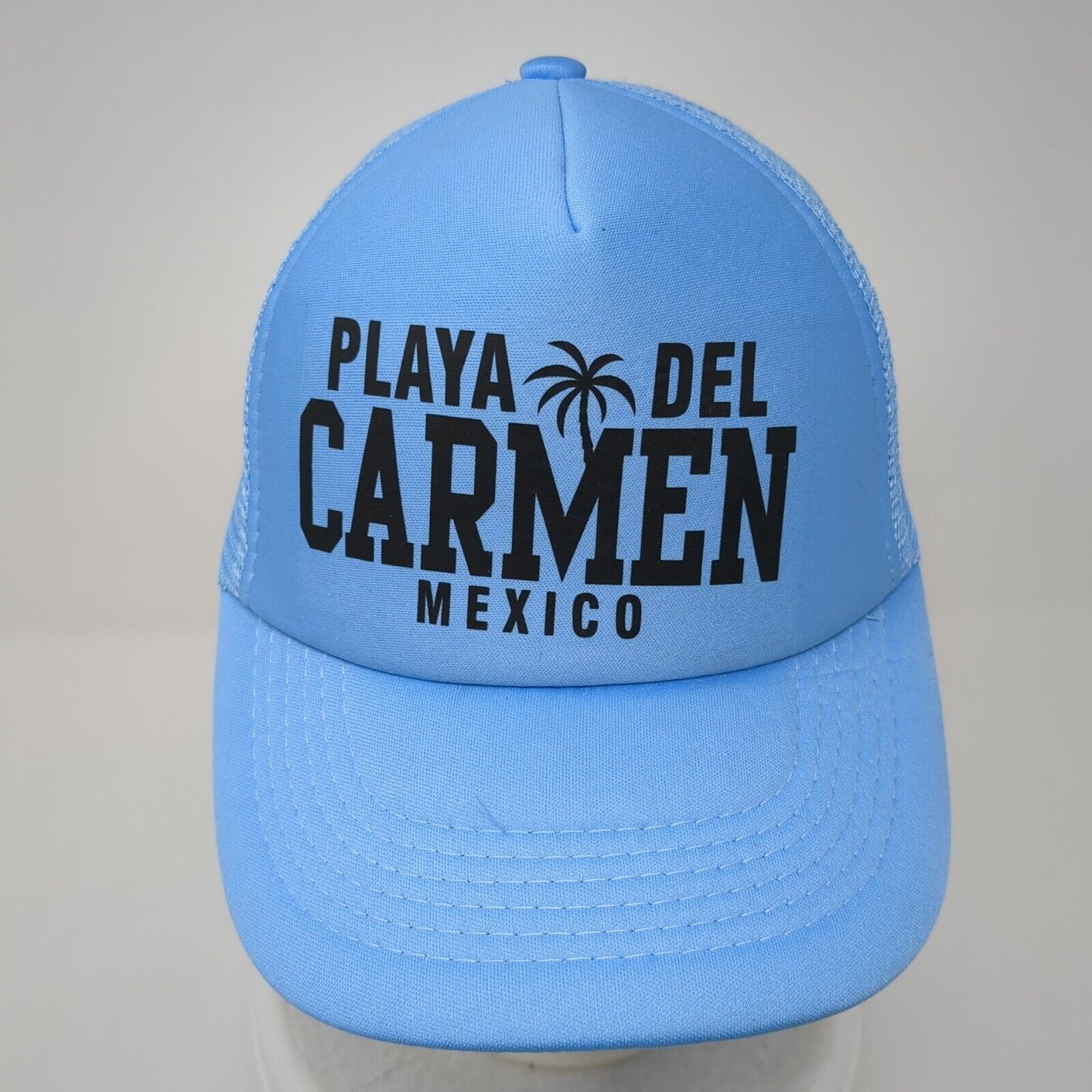 Playa Del Carmen Mexico Snapback Trucker Hat Blue One Size Adjustable Mesh Back