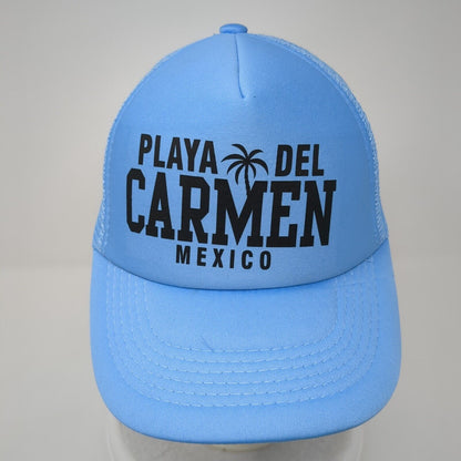 Playa Del Carmen Mexico Snapback Trucker Hat Blue One Size Adjustable Mesh Back
