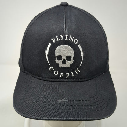 Flying Coffin 5 Panel Black One Size Snapback Embroidered Skull Graphic Hat