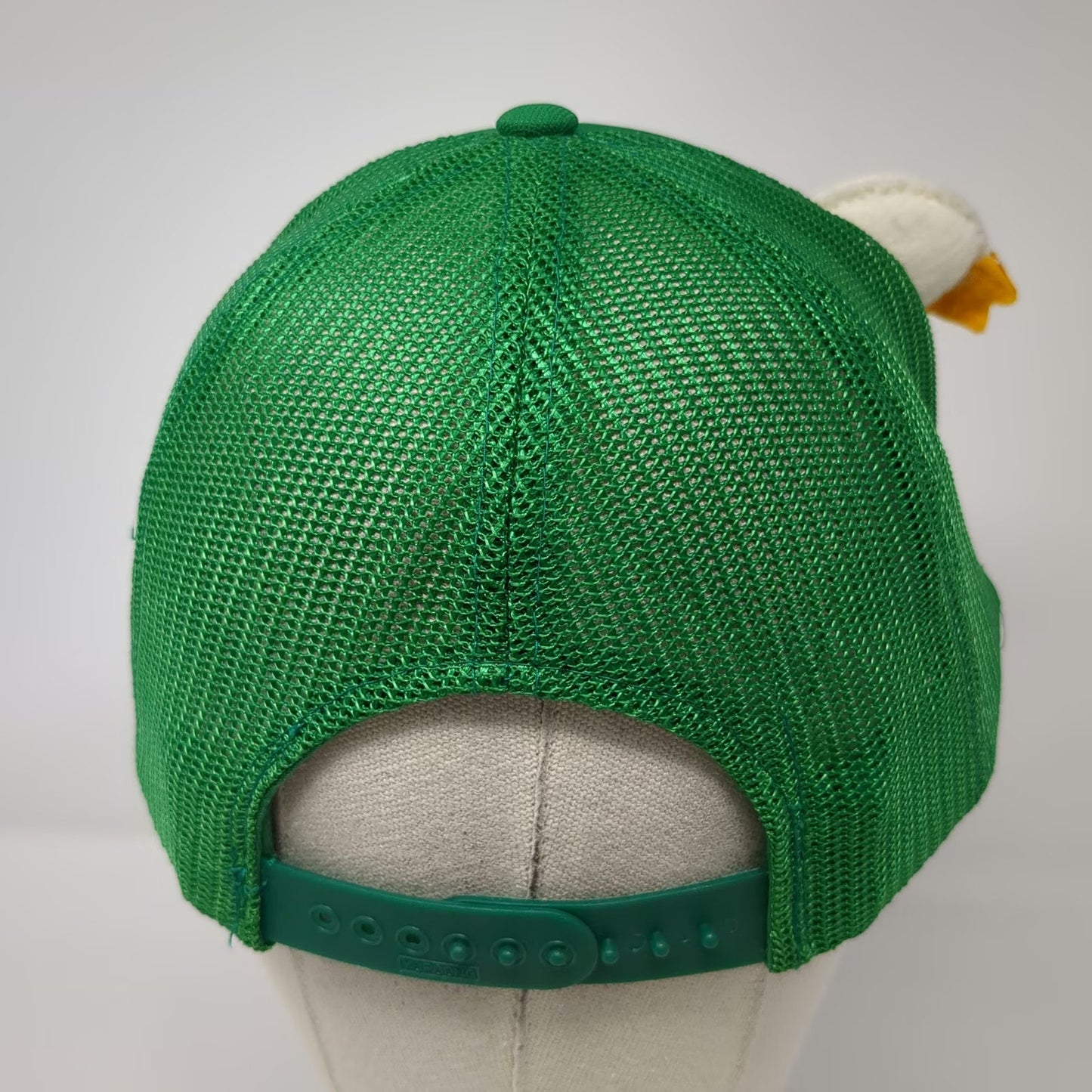 Green White Trucker Hat 3D Plush Bird Duck Chicken Novelty Foam Mesh Gag Vintage