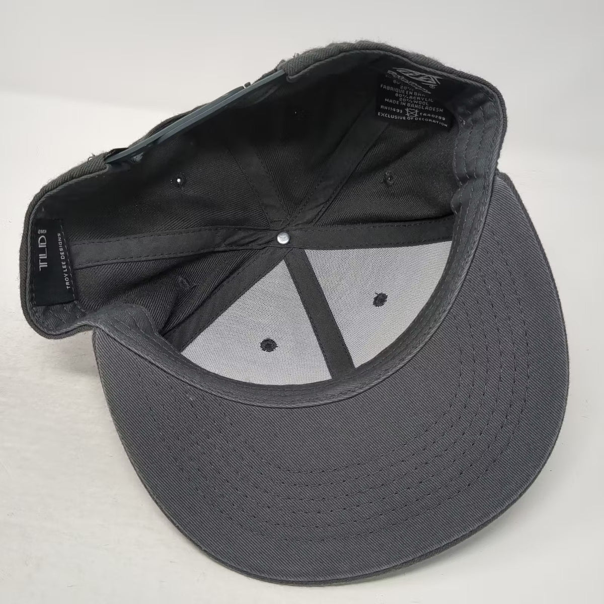 Troy Lee Designs Snapback Hat Gray One Size Embroidered Logo Flat Brim Wool Cap