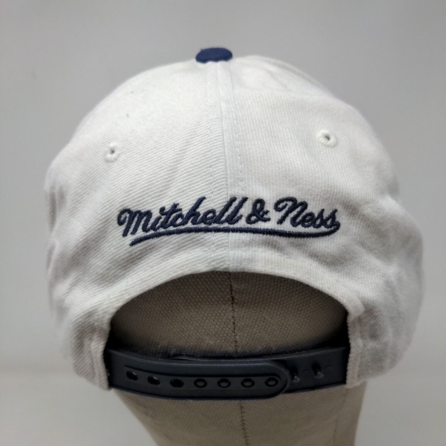 Mitchell & Ness Men's Snapback Hat White Blue Indiana Pacers Logo Wool Blend