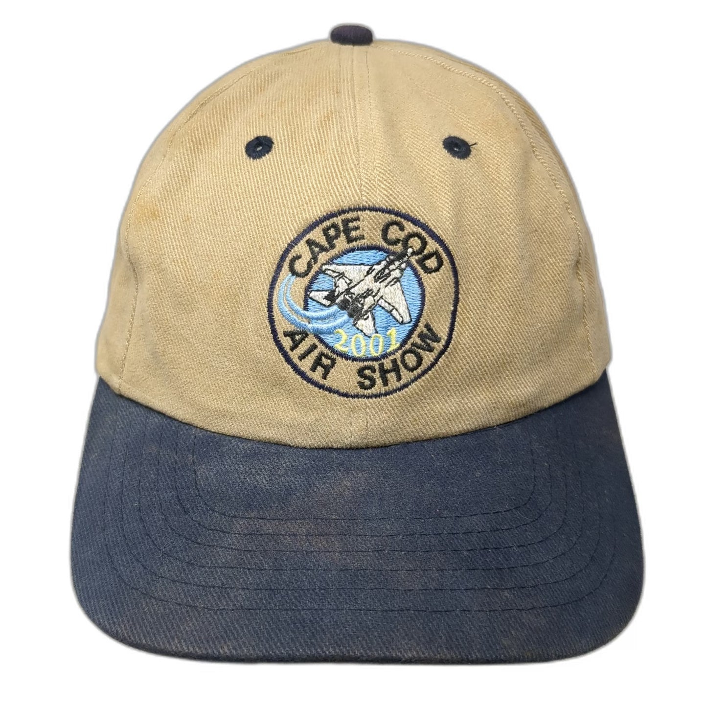 Falcon Baseball Cap Beige Blue One Size Cape Cod Air Show 2001 Jet Plane Hat