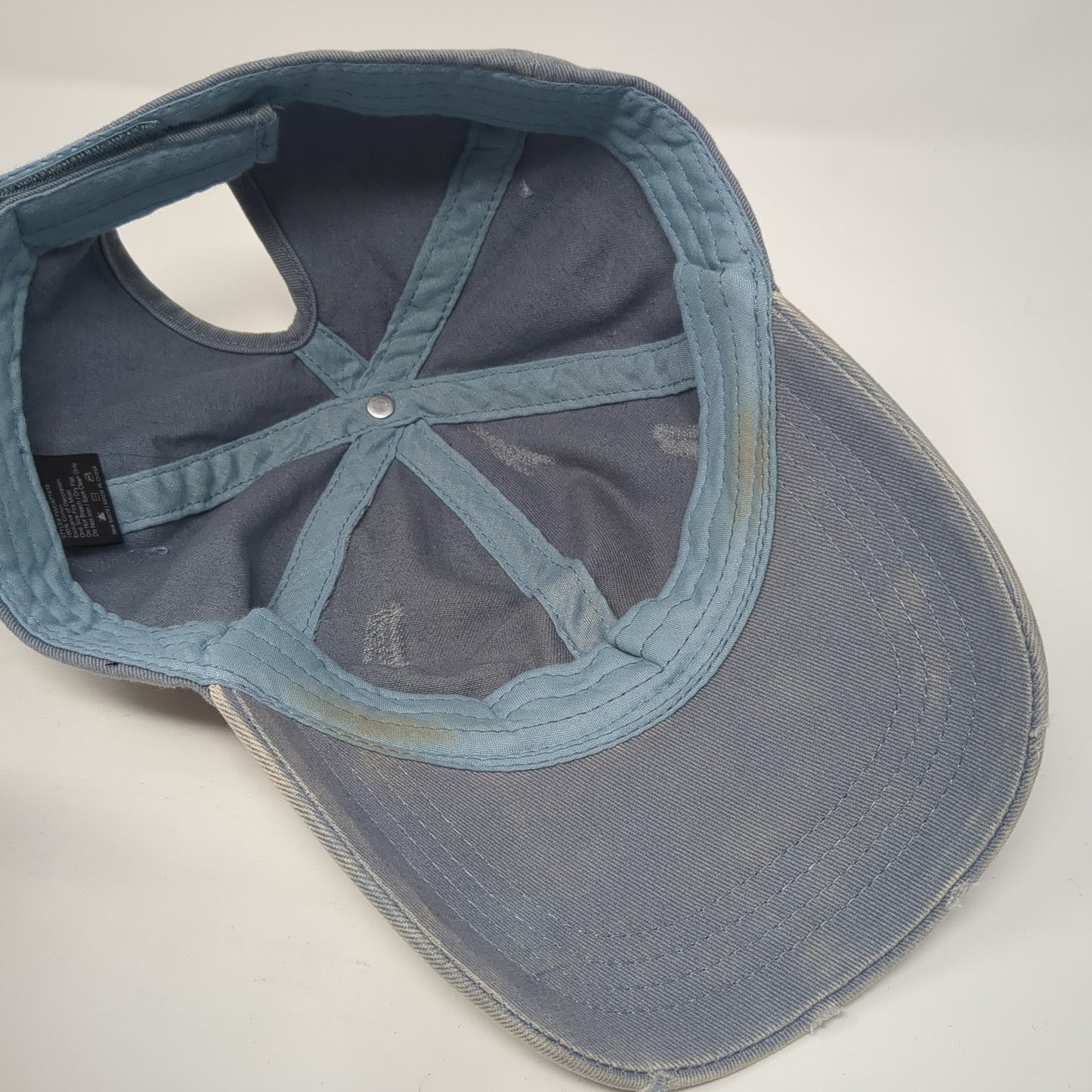 Unbranded Ponytail Baseball Cap Blue One Size Adjustable Distressed Blank