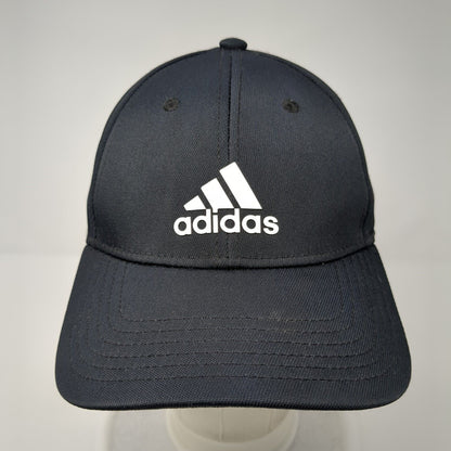 Adidas Strapback Hat Black One Size Adjustable 3 Stripes Logo 6 Panel