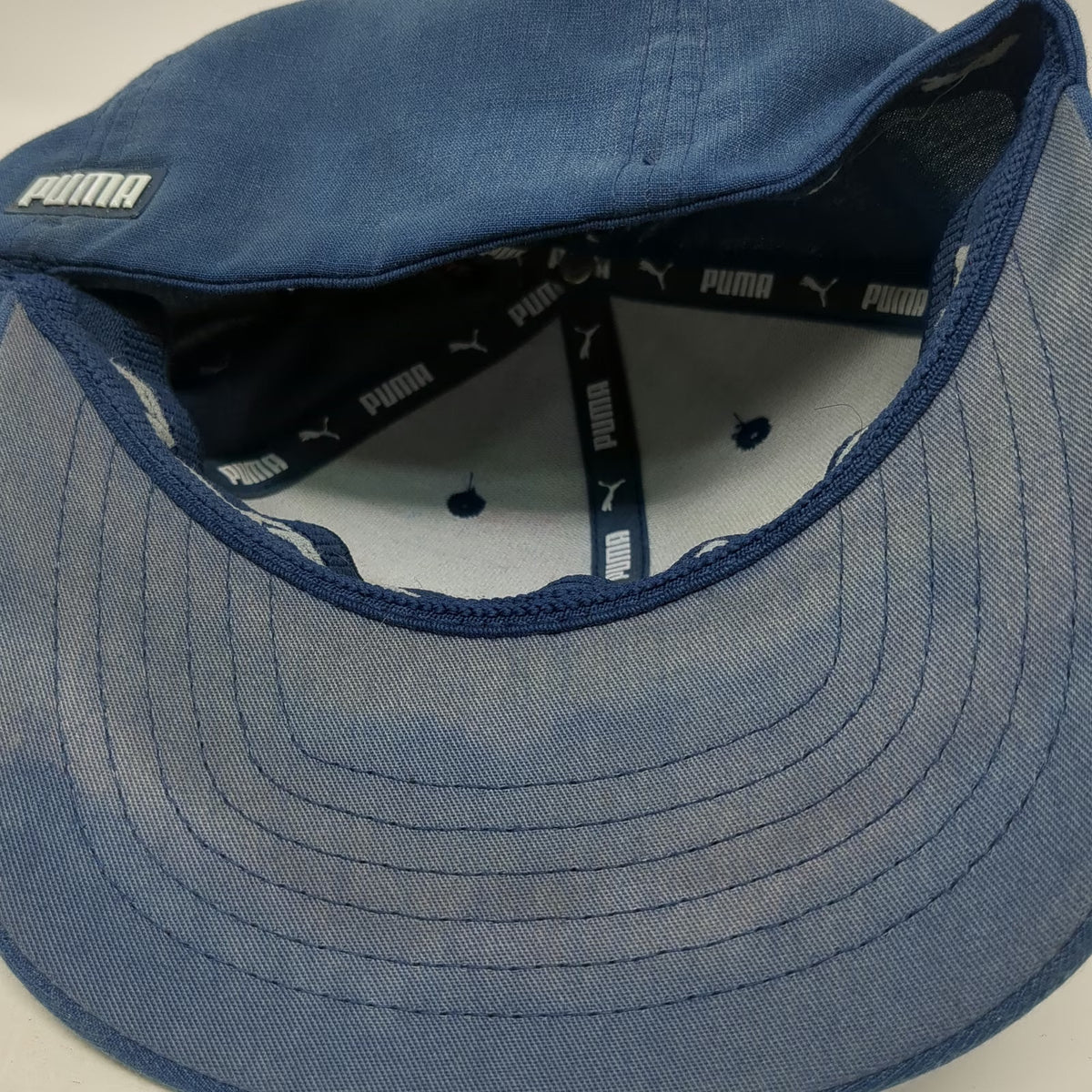 Puma Baseball Cap Blue XL Flexfit Heathered Logo Sport Performance Fitted Hat