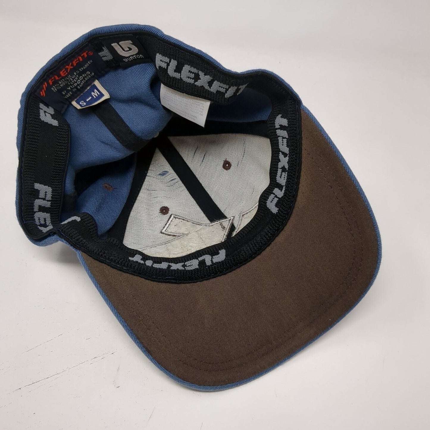 Burton Fitted Hat Blue S/M Flexfit Embroidered Lightweight Vented Holes Yupoong