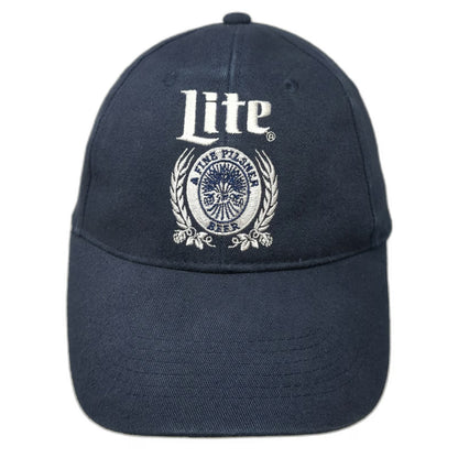 Miller Lite Baseball Cap Blue White One Size Snapback Embroidered Beer Logo Hat