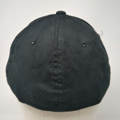 Flexfit Baseball Cap Black One Size Applied Mechanical Red Logo Structured Hat