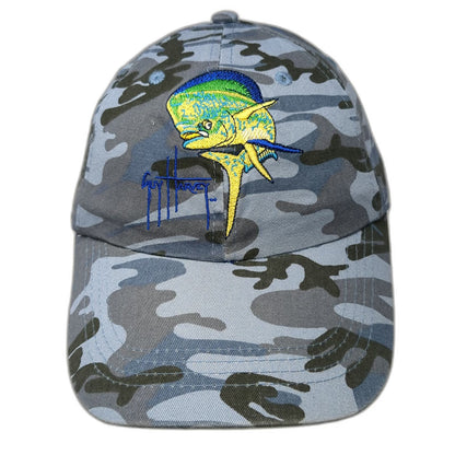Guy Harvey Blue Camo Mahi Mahi Fish Baseball Cap One Size Strapback Fishing Hat