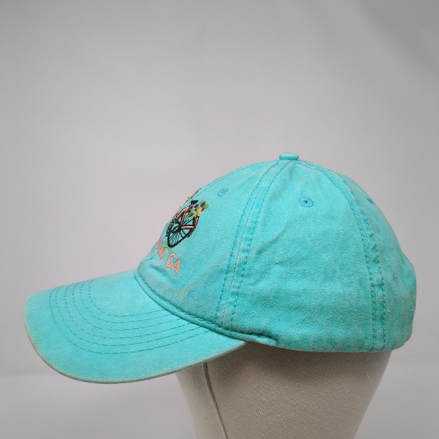 Bicycle Savannah GA Strapback Hat Bluish-Green One Size Embroidered