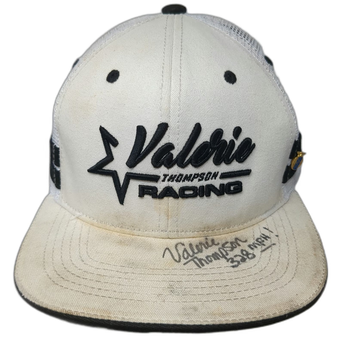 Valerie Thompson Racing Trucker Hat White One Size Signed Snapback Checkerboard
