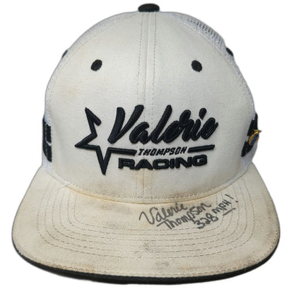 Valerie Thompson Racing Trucker Hat White One Size Signed Snapback Checkerboard