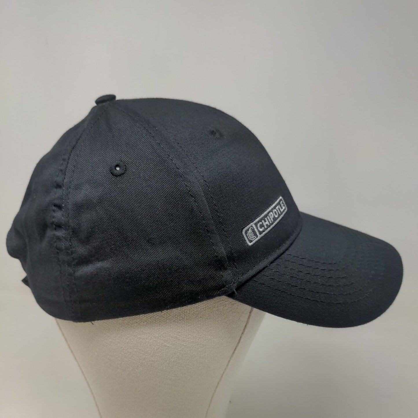 Chipotle Men's Strapback Hat Black Size OSFM Embroidered Logo Employee Uniform