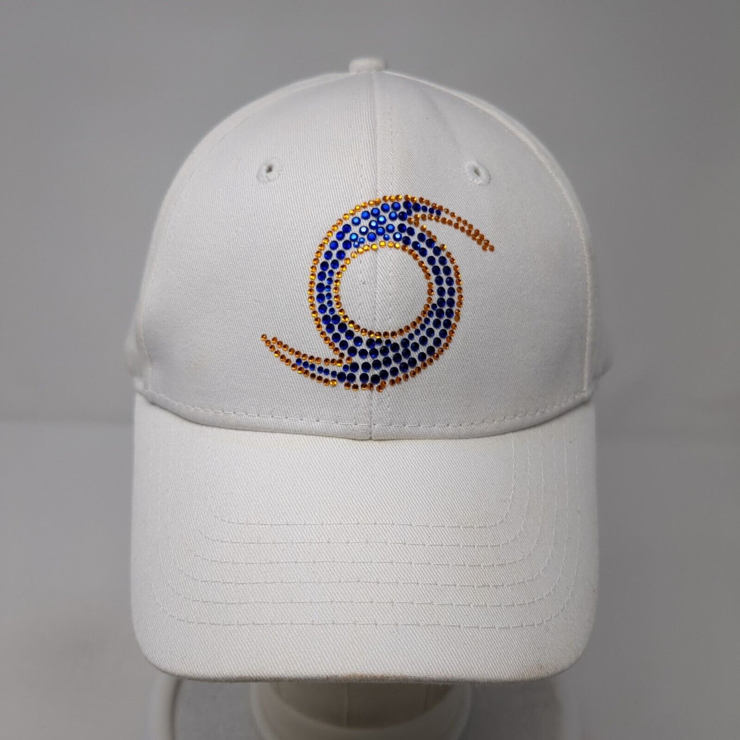 Unbranded Strapback Hat White One Size Adjustable Embellished Rhinestone