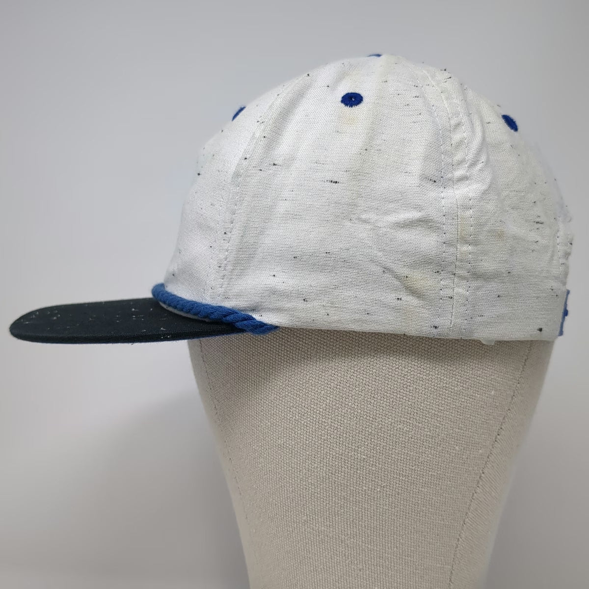 Art Class 5 Panel White One Size Flecked Rope Detail Flat Brim Snapback Hat