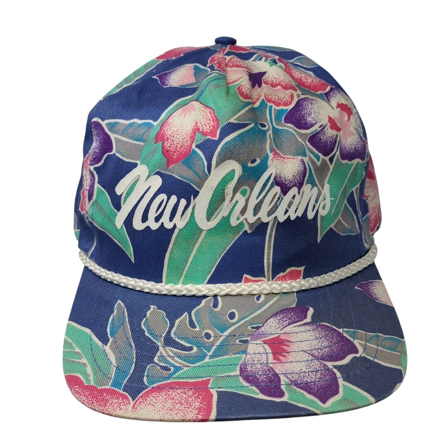 New Orleans Snapback Hat Multicolor OS Adjustable Floral Print Rope San Sun