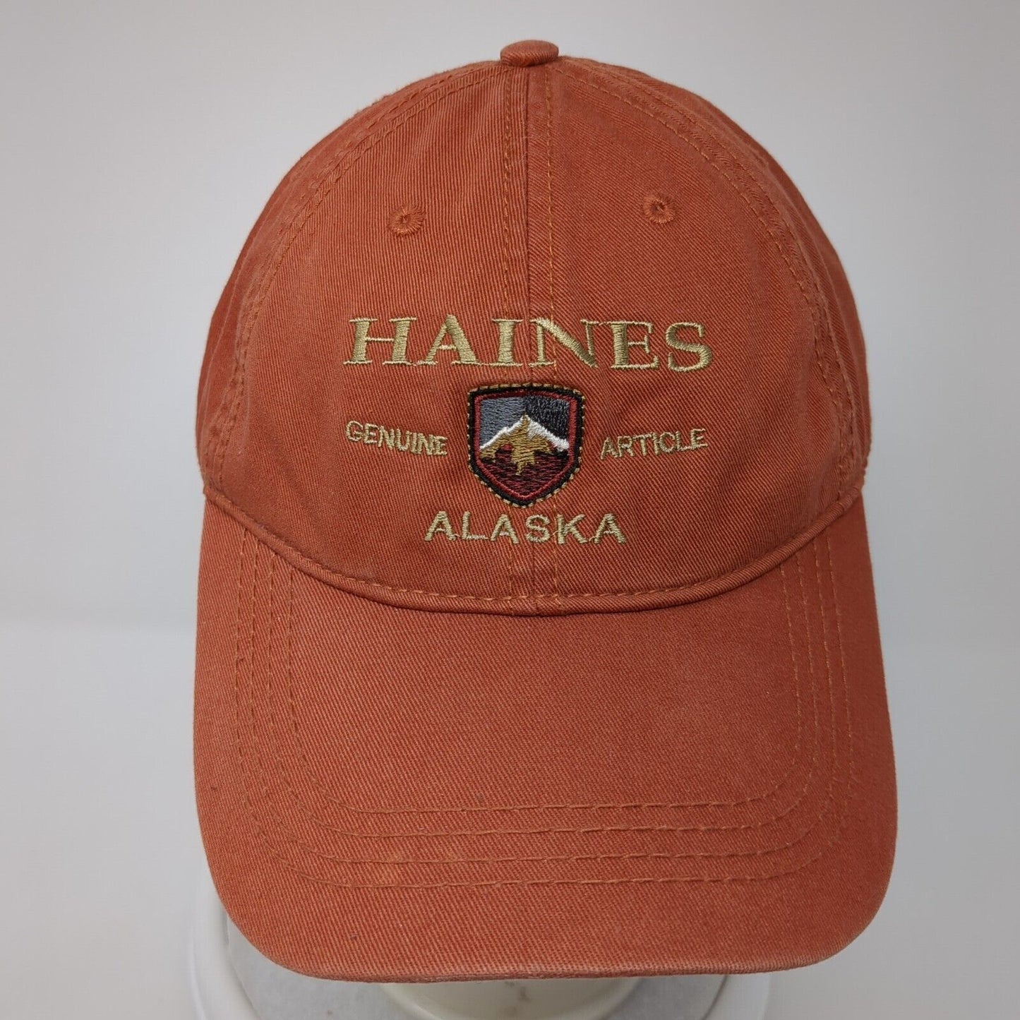 Haines Alaska Genuine Article Slideback Hat Orange Adjustable Prairie Mountain