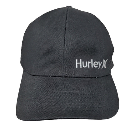 Hurley Snapback Mesh Back Trucker Hat Black One Size Embroidered