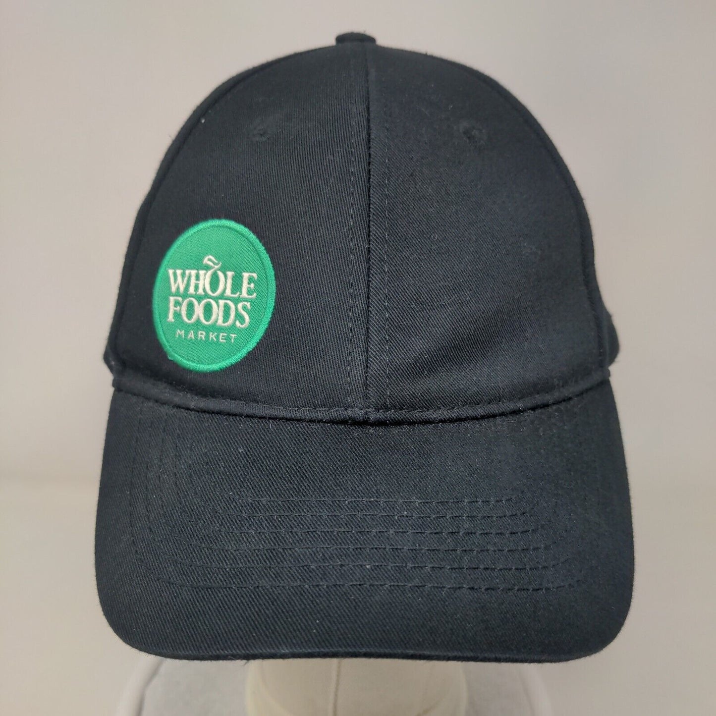 Whole Foods Market Strapback Hat Black OSFM Adjustable Vented Holes Loomstate