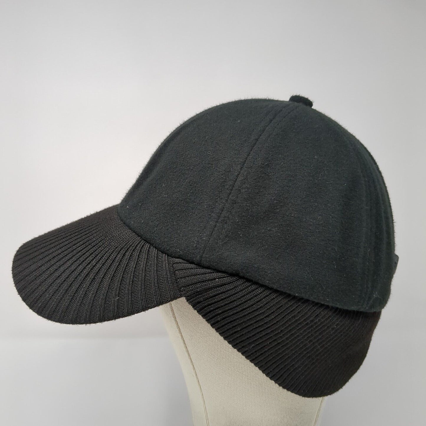 Unbranded Strapback Hat Black One Size Knit Ear Flap Solid Adjustable