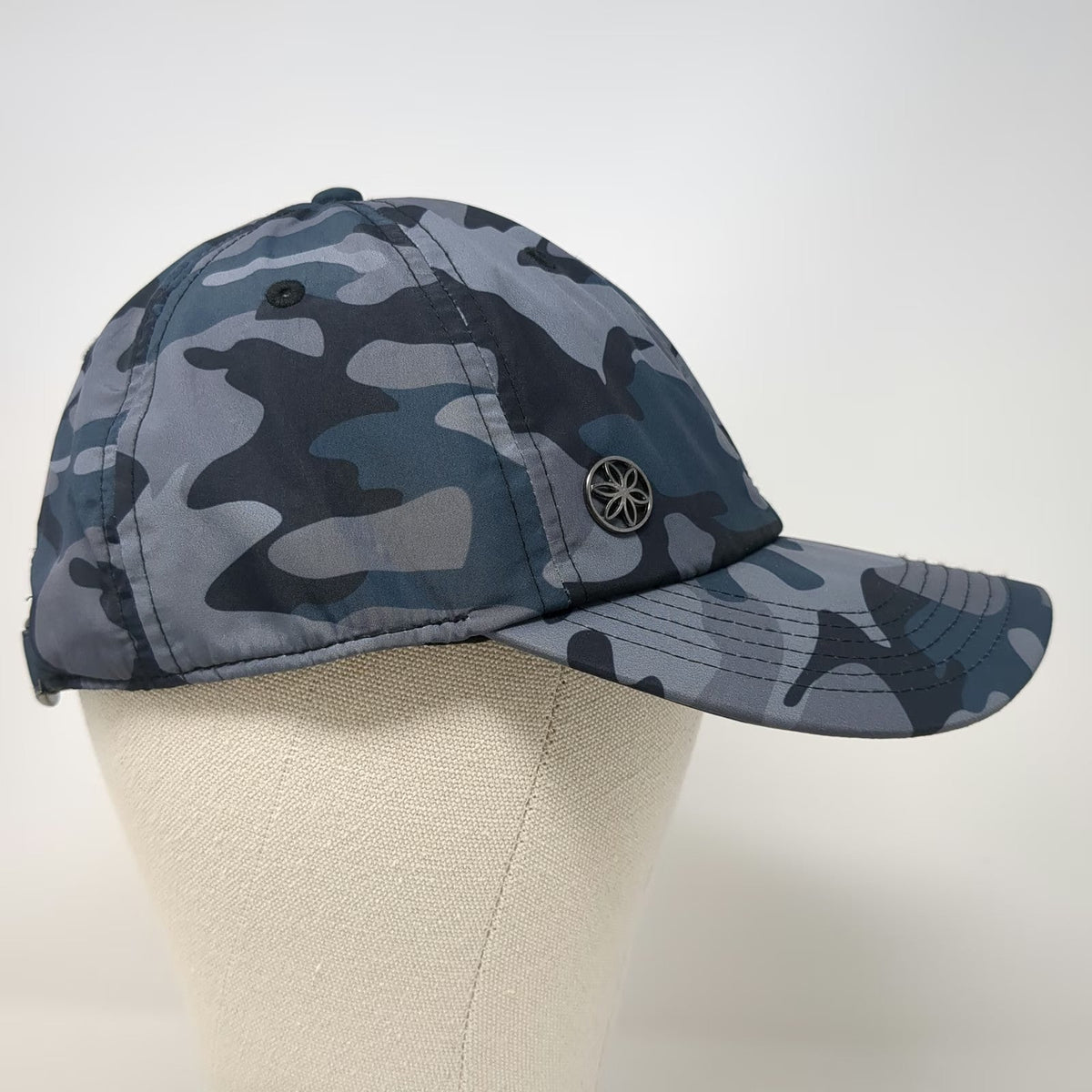 Gaiam Baseball Cap Blue Camo OSFM Adjustable Slideback Polyester Athletic Hat