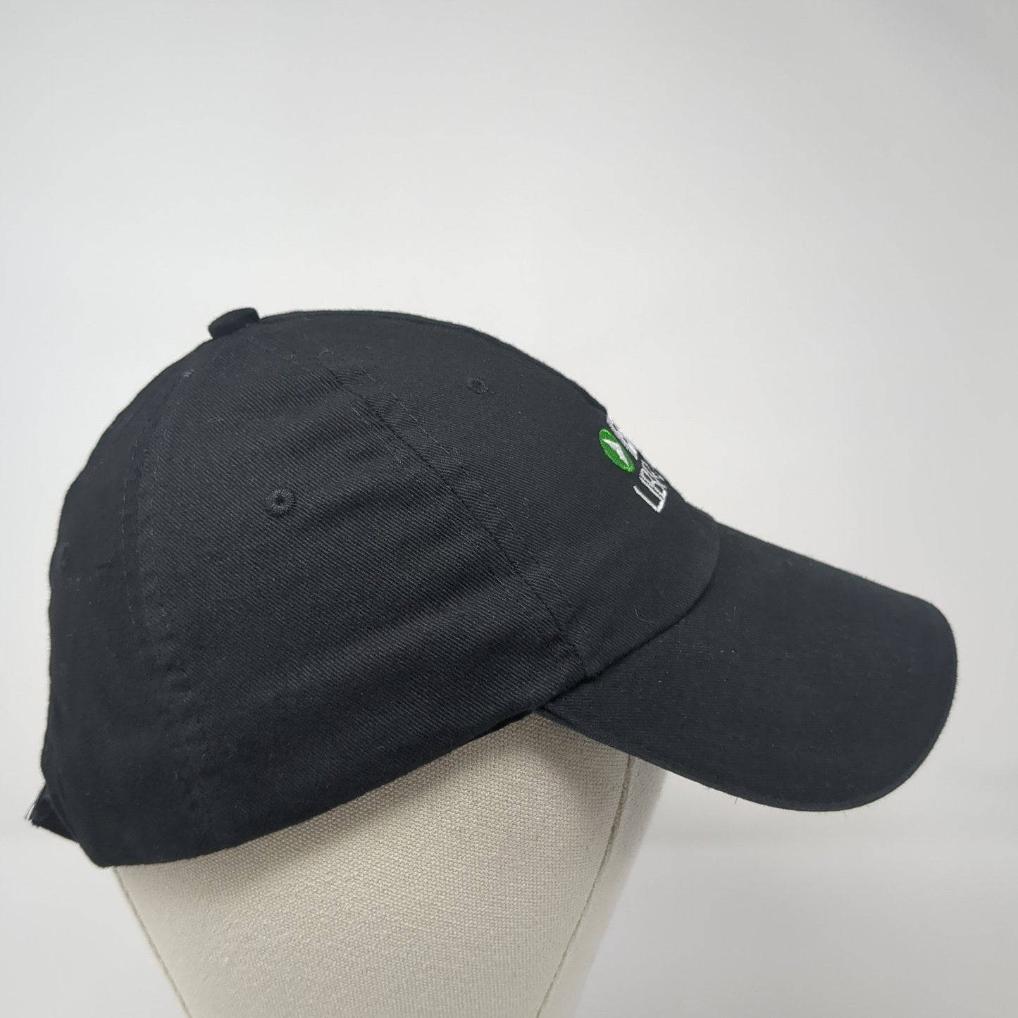 Biz Library Strapback Hat Black One Size Solid Adjustable Embroidered