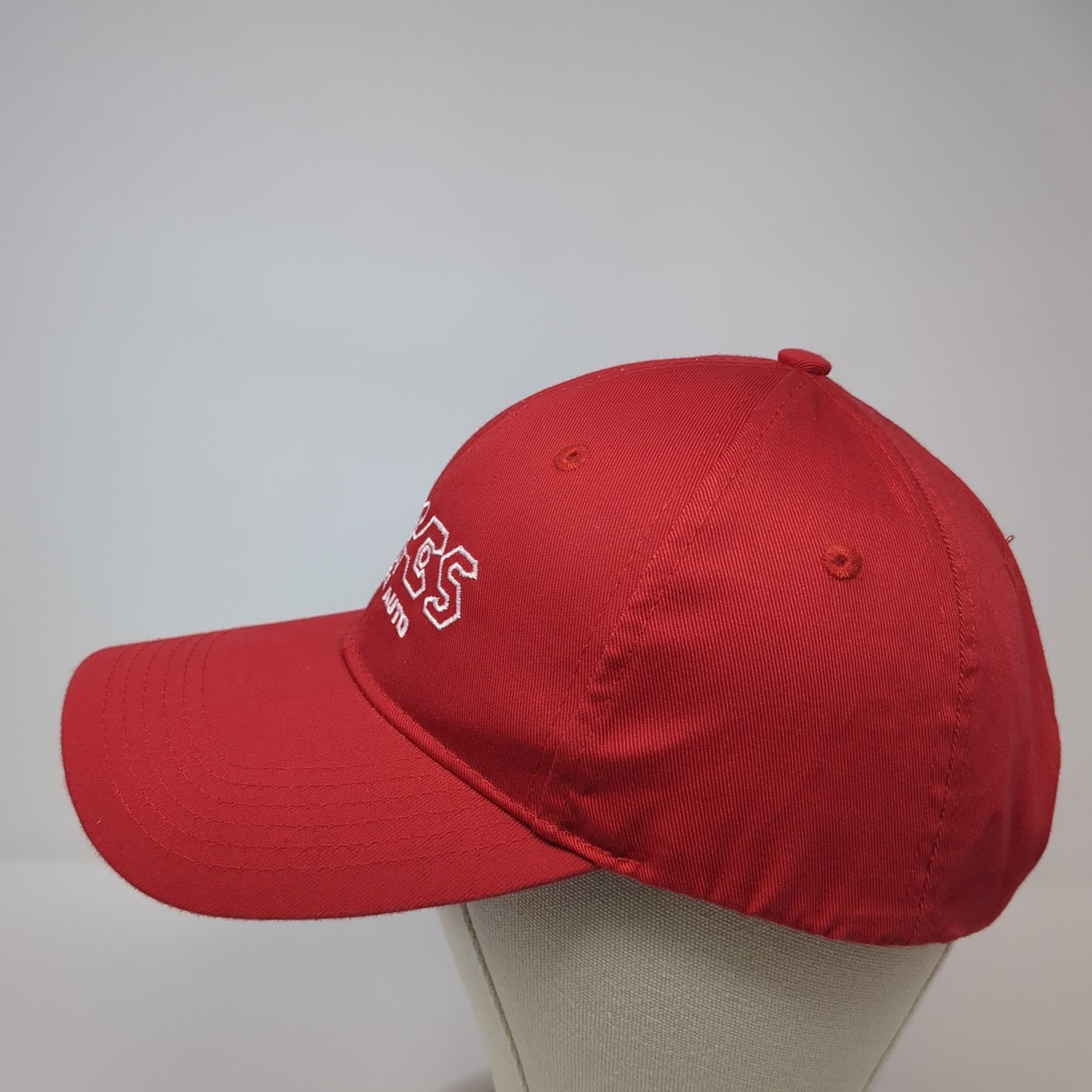 Macs Tire & Auto Strapback Hat Red One Size Adjustable Embroidered
