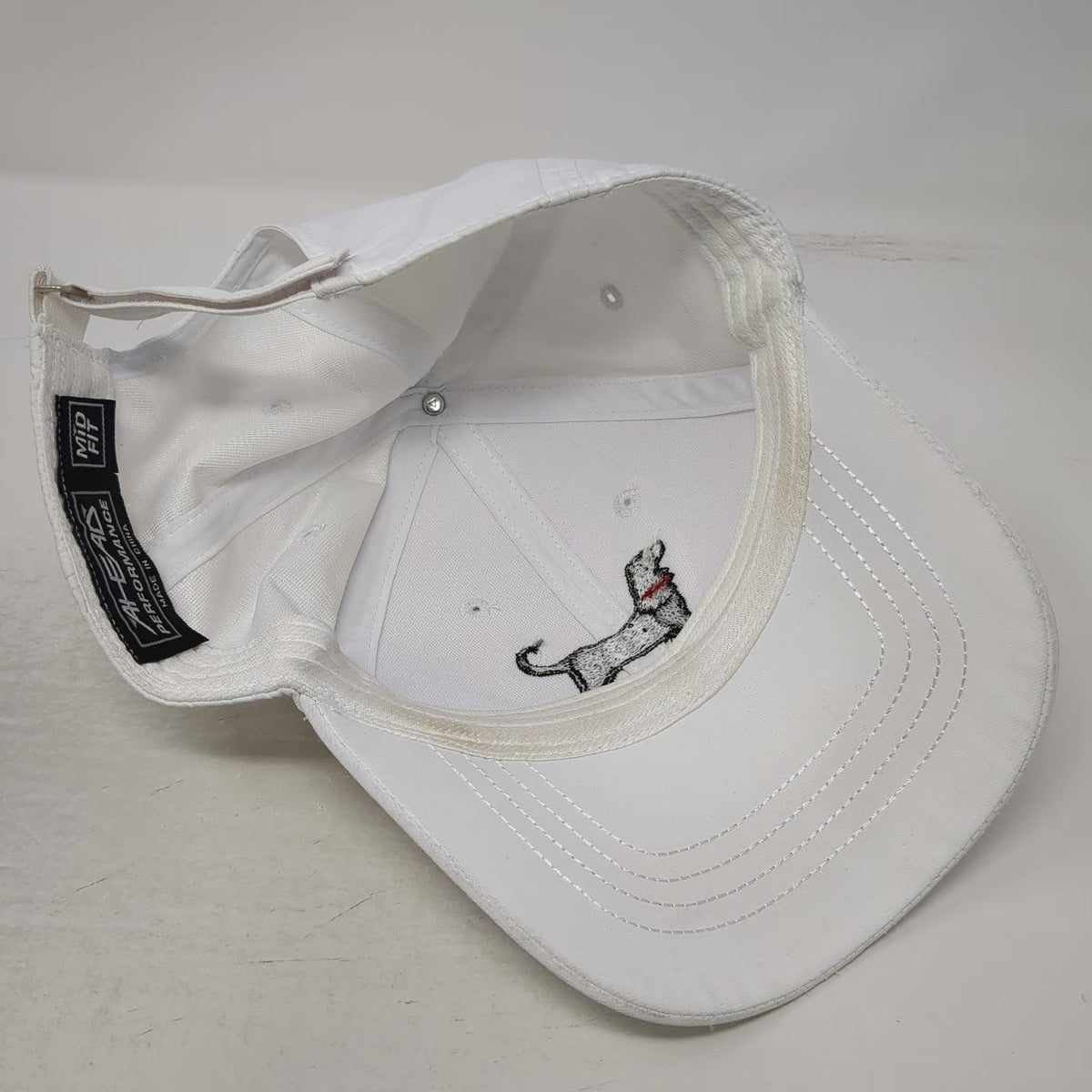 Ahead Baseball Cap White One Size Performance Embroidered Dog Strapback Hat