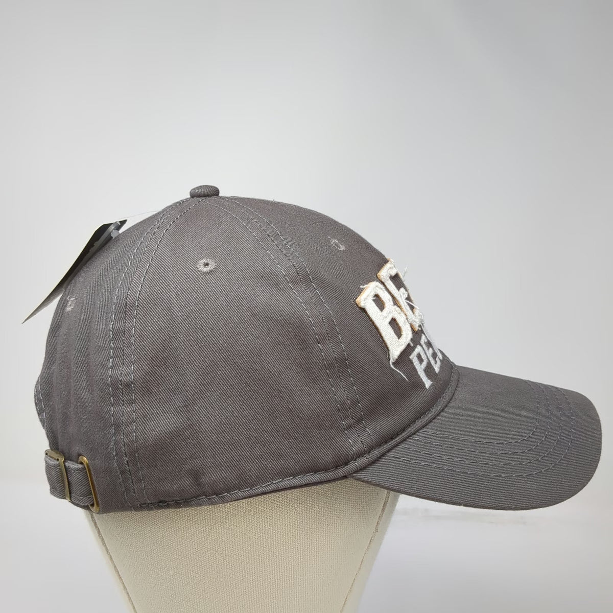 We People Baseball Cap Gray One Size Beer Patch Frayed Slideback Hat Underbrim