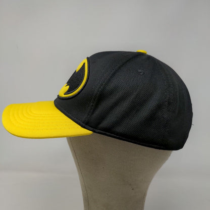 Batman Men's Snapback Hat Black Yellow Embroidered Big Logo Adjustable