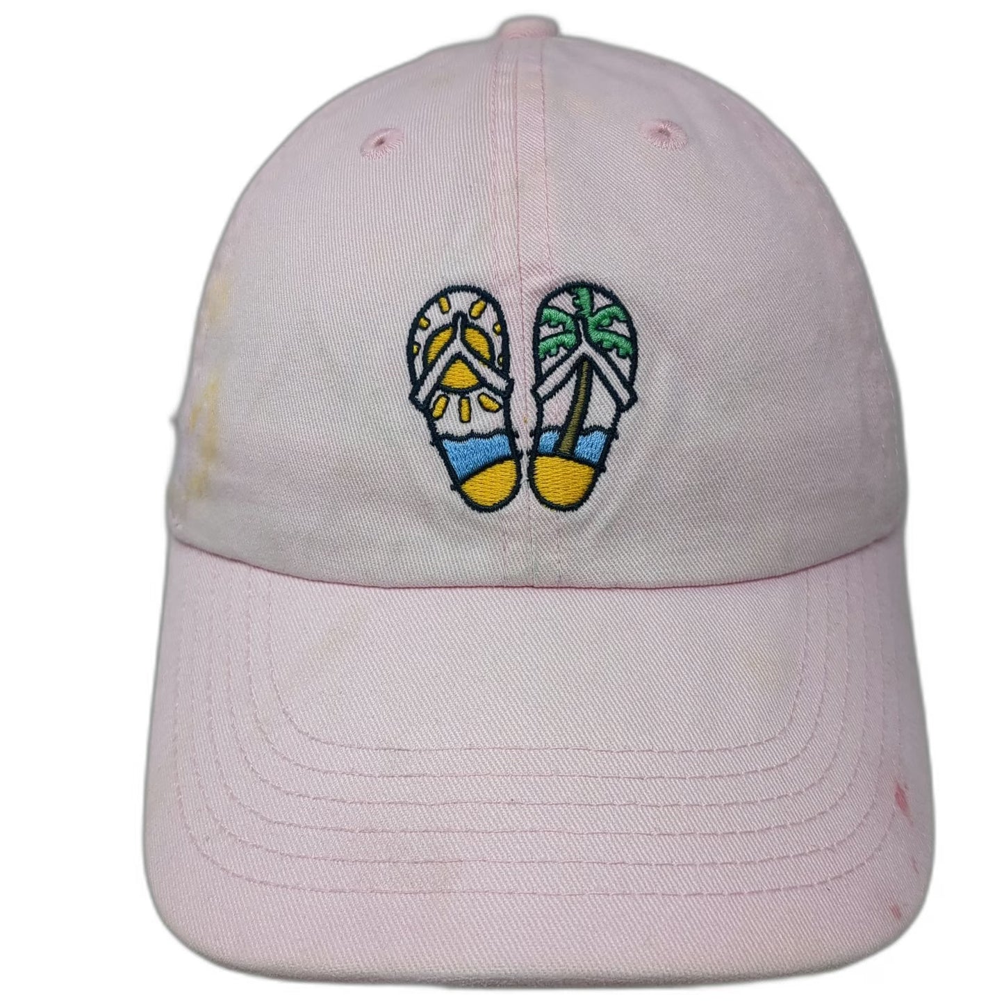 Life is Good Baseball Cap Pink One Size Flip Flops Beach Palm Tree Sun Hat