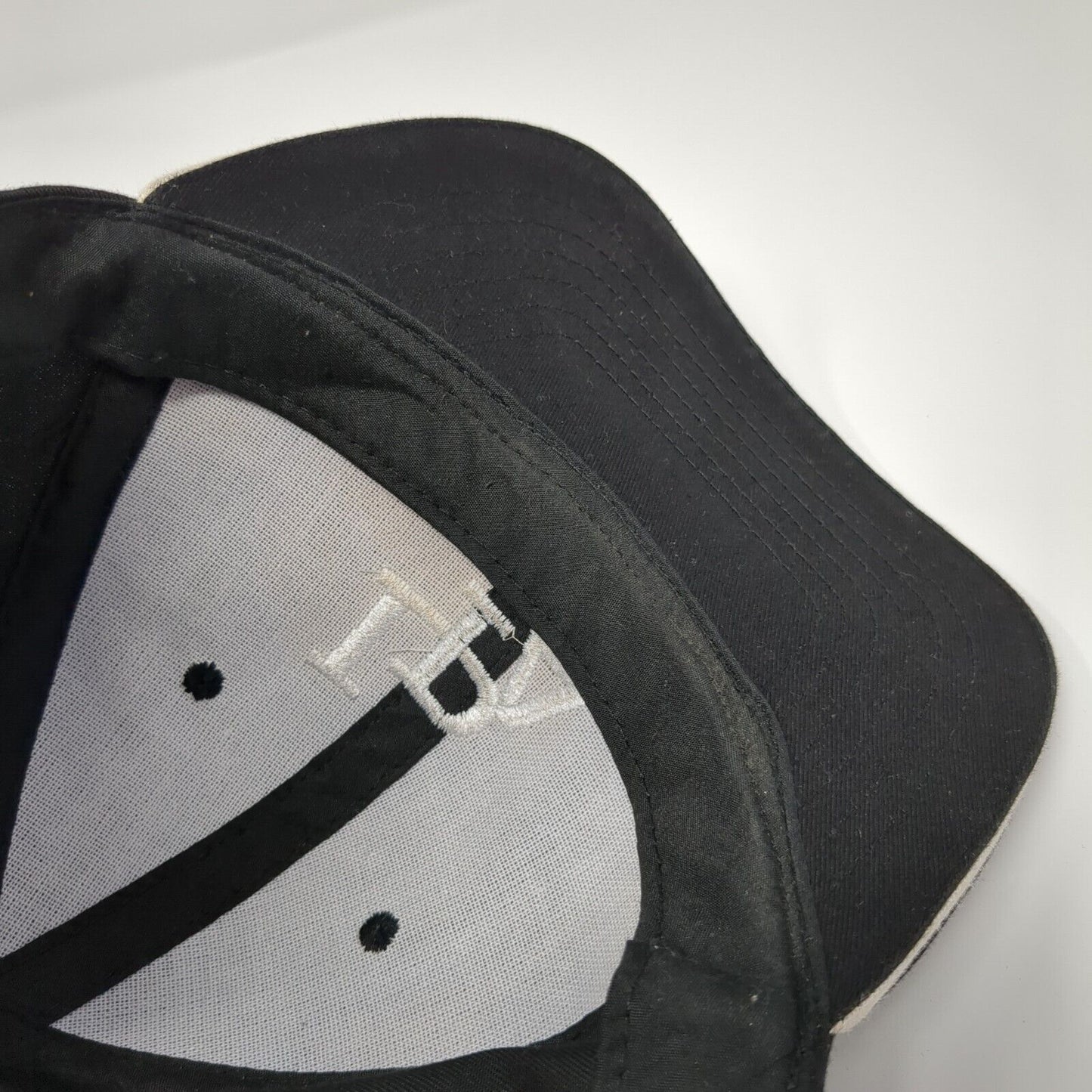 LPA Strapback Hat Black One Size Adjustable Embroidered Vented Holes 6 Panel