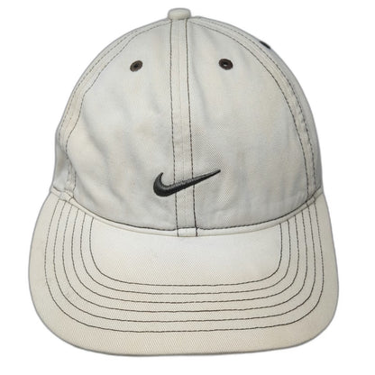 Nike Baseball Cap White Black Contrast Stitching Adjustable Strap Hat Vintage