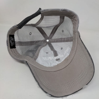 Quarantined Hair Don't Care Strapback Trucker Hat Gray OS Distressed Katydid