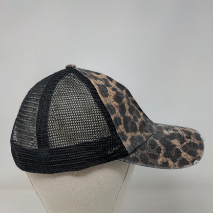 David and Young Trucker Hat Multicolor OSFM Leopard Mesh Back Distressed