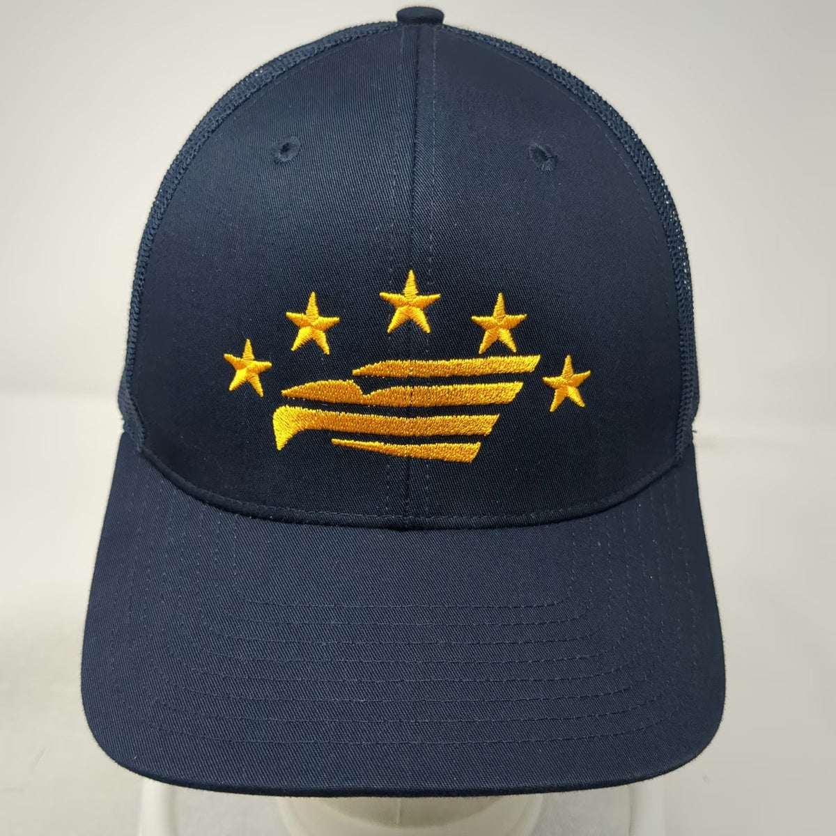 Richardson Trucker Hat Blue Yellow One Size Fear The Talon Eagle Logo Mesh Back