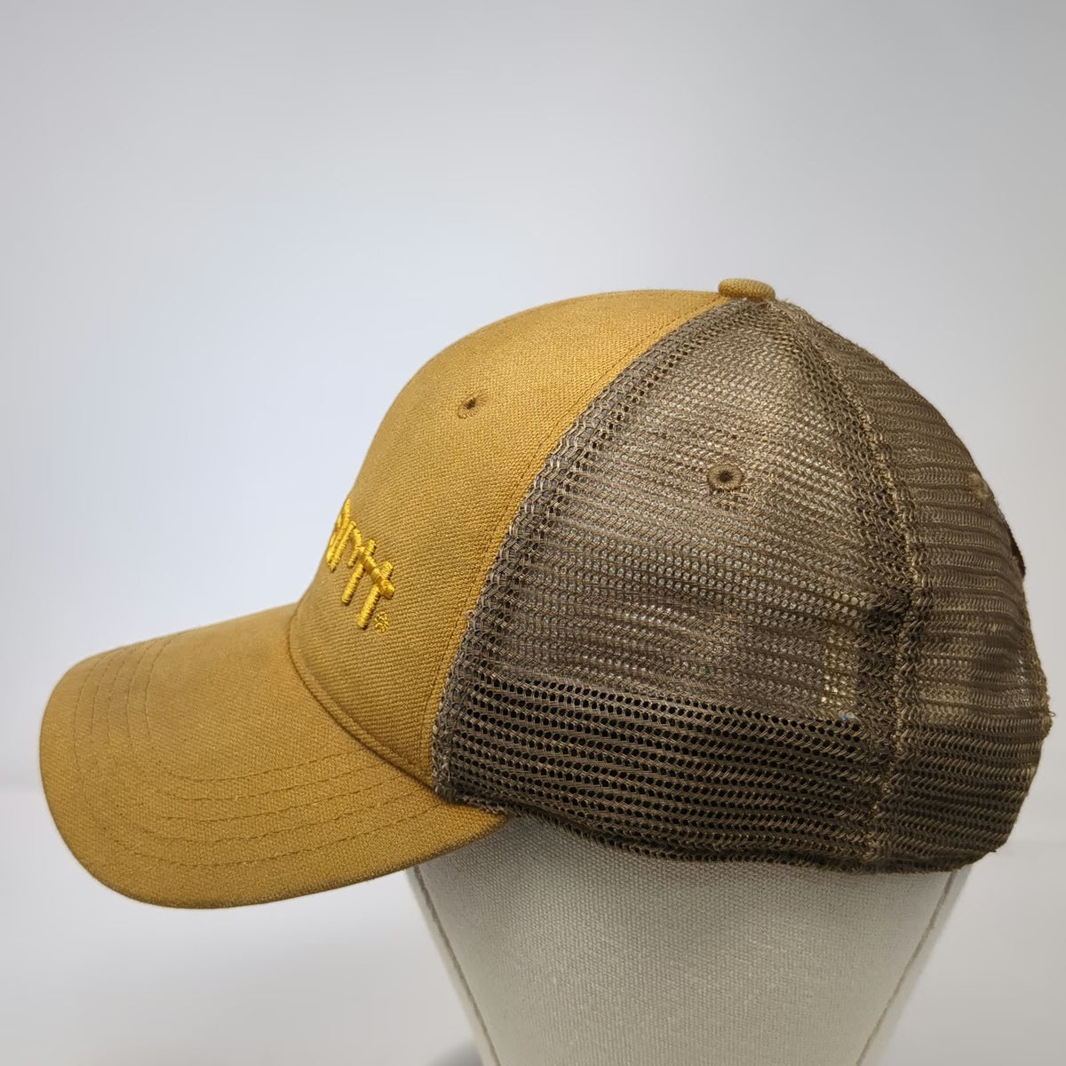 Carhartt Trucker Hat Brown One Size Mesh Back Snapback Embroidered Logo Workwear